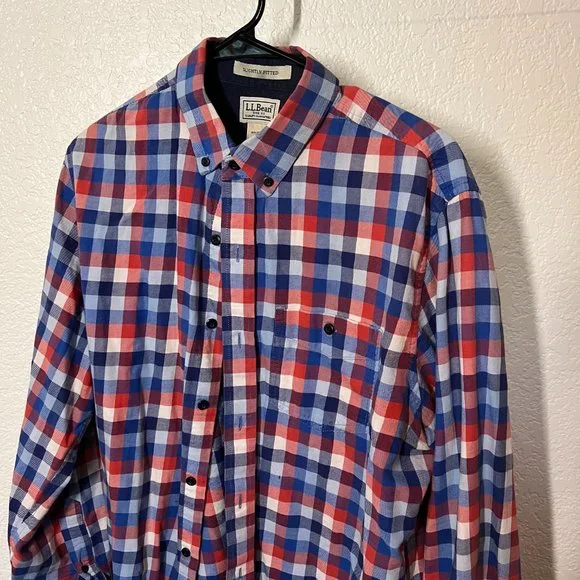 L.L. Bean | Shirts | Mens Plaid Flannel Shirt Slightly Fitted Size M |  Poshmark